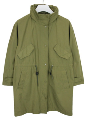 GANT Jacket Mens Small Parka Medium Length Hidden Hood Drawstring Waist