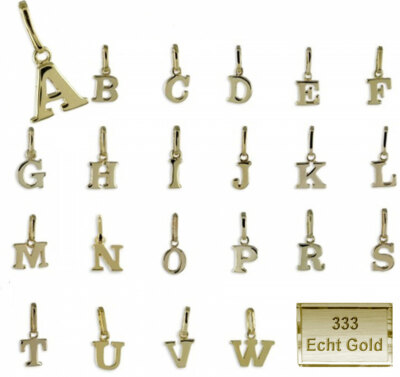 Buchstabe Anhänger 333 Gold Echtschmuck Damen Herren Kinder