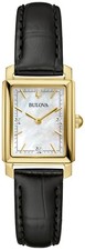 Bulova Women's Sutton Classic Quartz Gemmed Black Leather Watch 21 MM 97P166