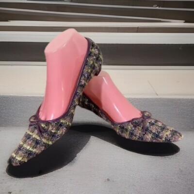 Pazzo Matti Womens Sz 7M Tweed Pointy Toe Flat Multi-color Career Cottagecore