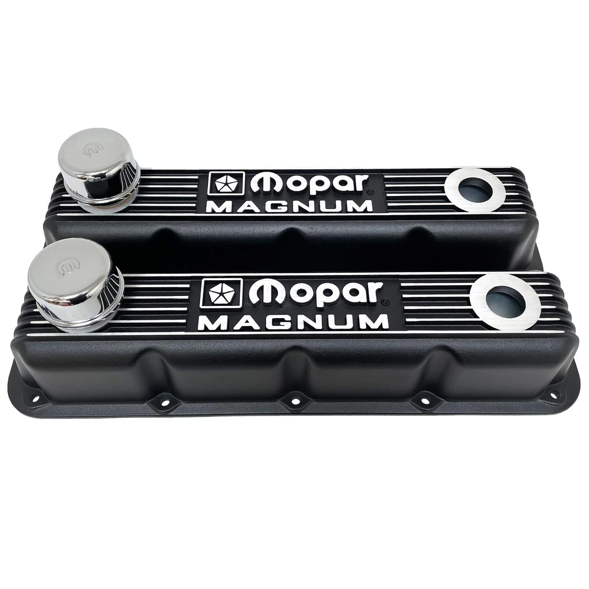 NOS Mopar MAGNUM Valve Cover Set 5.2L 5.9L V8 Black Classic Finned
