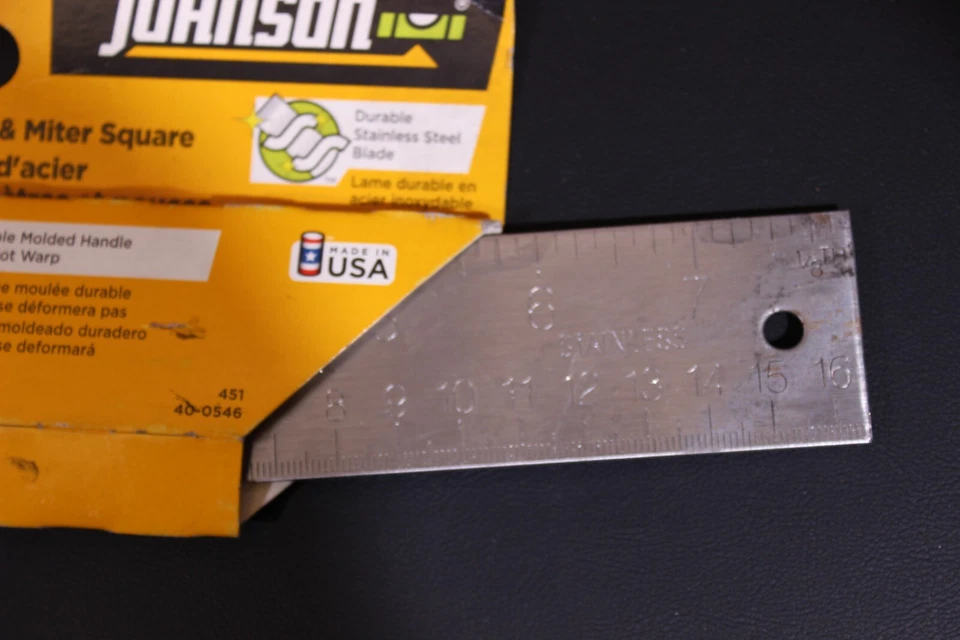 Johnson Level Try and Mitre pulgadas cuadradas/métrico duradero acero inoxidable 40-0546 Foto 3 de 4