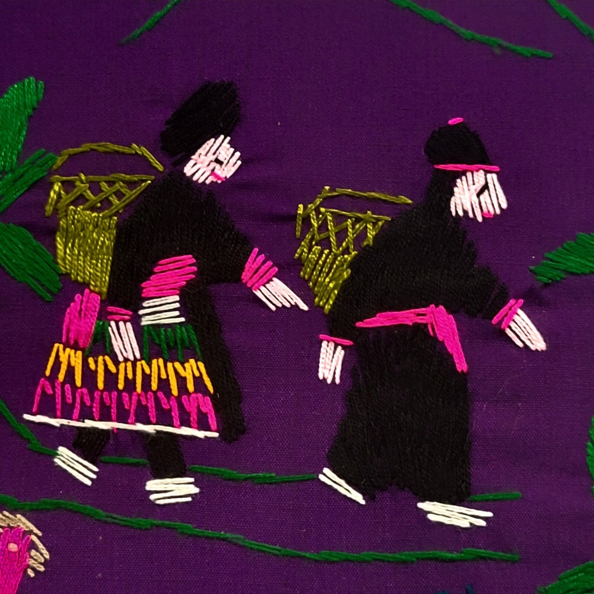 Asian Embroidered Story HMONG Framed Panel Picture Wall Art