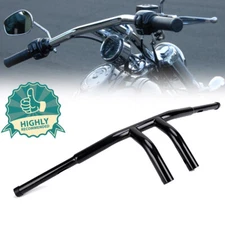 Fat 1-1/4" Black 8" Rise Pullback T-Bars Handlebars Drag For Harley Motorcycle