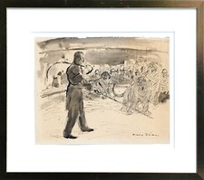 Otto Dill 1884-1957: Tiger Dompteur Zirkus-Manege, original Tusche laviert, sig.