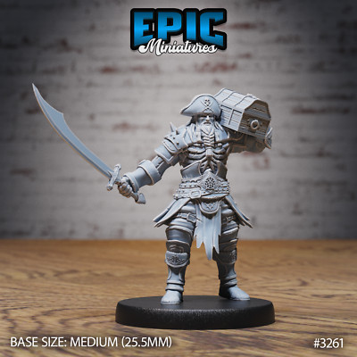Cursed Captain A by Epic Miniatures Monster RPG D&D Pathfinder 3D Print