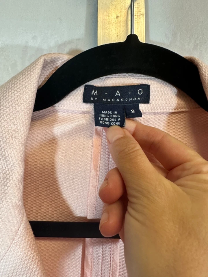 Chaqueta Abrigo MAG by Magaschoni Mujer 8 Cierre a Presión Oculto Rosa Algodón Columpio A59 Foto 3 de 4