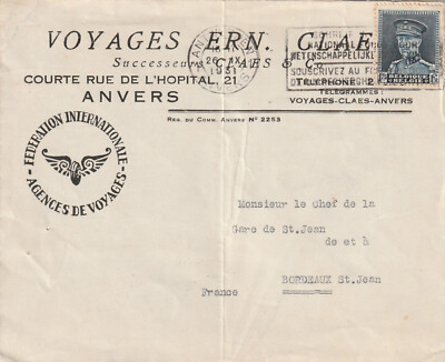 Travel ERN CLAES Antwerp 1931 Head Envelope