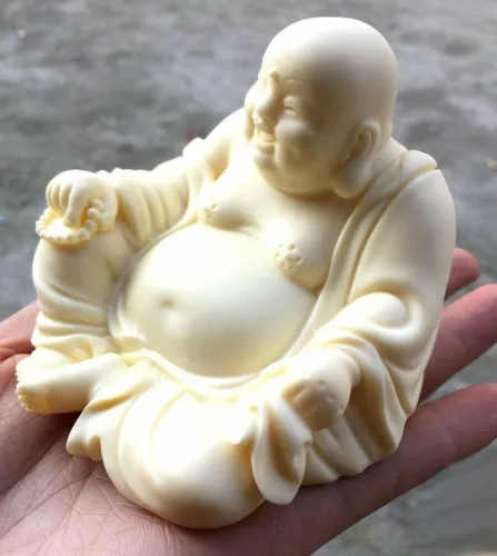 Chinese Tagua Nut resin Happy Laughing Maitreya Buddha Statue Buddhism - Picture 3 of 4