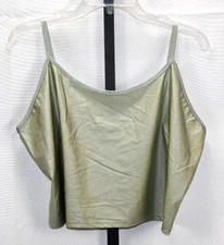 Ofenti Pullover Shinny Green Cropped Tank Plus Size 3X NWT Nylon & Spandex