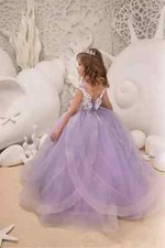 Elegant Princess Dresses Round Neck Sleeveless Lace Children's Bridesmaid Dress