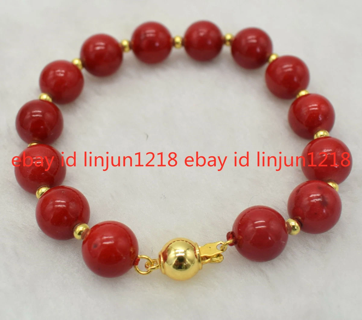 Fashion 8 10 12mm Red Coral Gemstone Beads Bracelet Bangle 7.5inches