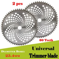 2X 10'' 25.4mm 60T Teeth Carbide Tip Blades Alloy Steel For Brush Cutter Trimmer