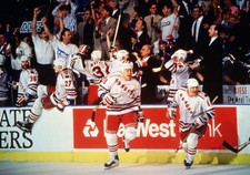 Nick Kypreos and Esa Tikkanen New York Rangers jump on the ice aft- Old Photo