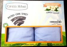 2 Pk Fitted Crib Sheet Blue Orig Package by Cifelli Home 100 Organic Cotton
