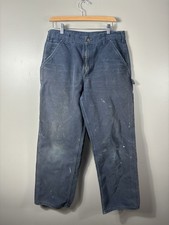 Carhartt Men's Carpenter Pants Dark Navy Canvas Distressed 33x32