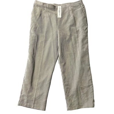 NEW Alfred Dunner Pants 20W Pearl Grey Corduroy Proportioned Short PullOn Granny