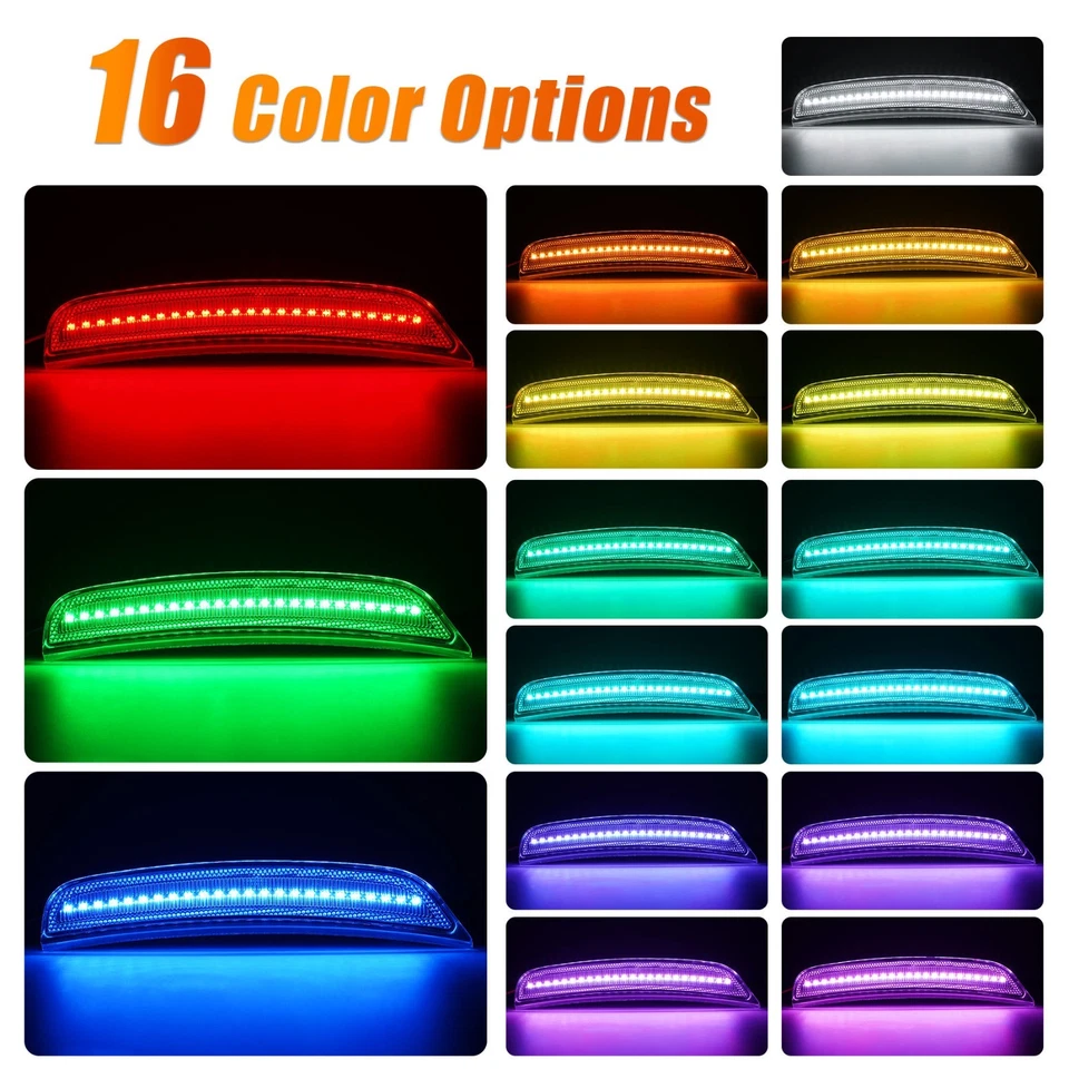 RGB Smoked Front Rear Fender LED Side Marker Light for Dodge Charger 2015-2023 - Image 3 of 4