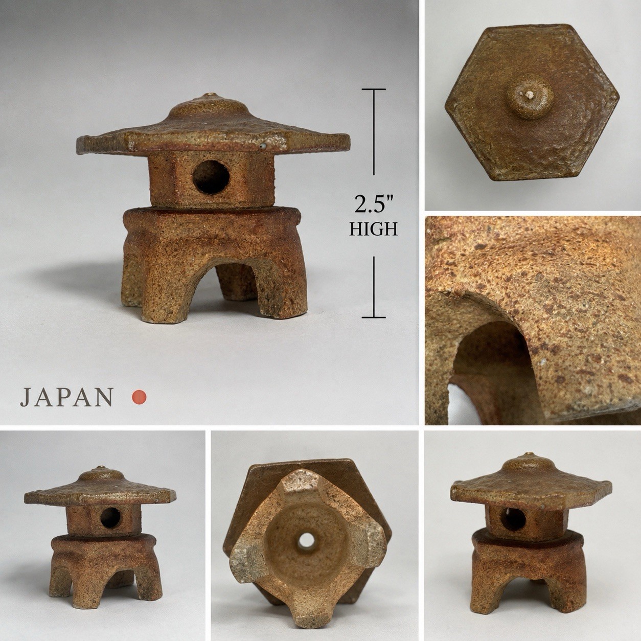 Vintage Japanese Stoneware Pagoda Lantern Ishi-dōrō Bonsai Garden Decor