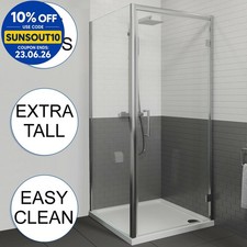 Framed Hinged 8mm Shower Enclosure Door Side Panel Tray Waste 760/800/900/1000