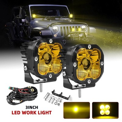3'' Laser LED Pods Light Bar Amber Fog Lamp Offroad Driving Fog for Truck ATV UTV