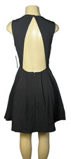 Lulus Dress Womens Large Black Open Back Fit & Flare Mini Cocktail Party