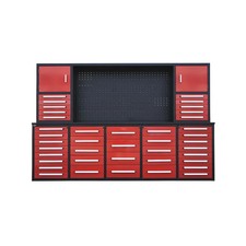 10FT Pro Duty Steel Work Bench w/ Top Cabinet and Pegboard 40-Drawer  2-Cabinet