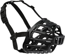 Dog Muzzle for Large Sized Dog, Basket Muzzle to Prevent Biting Black, XXL, 6 