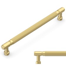 Amerdeco 10 Pack Brushed Satin Nickel Light Gold Cabinet Pulls (192mm) 7.5 inch