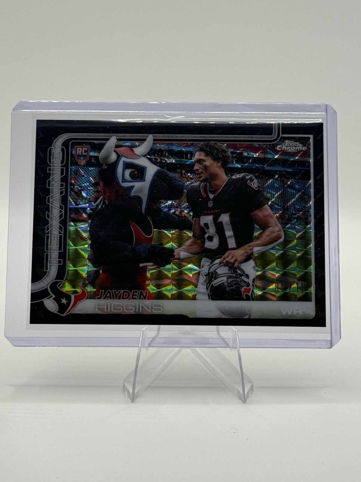 2025 Topps Chrome Jayden Higgins Image Variation Black Geo /10 Houston Texans