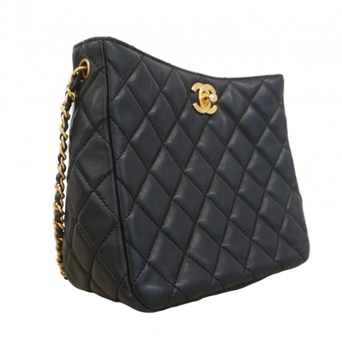 Auth [6ba1559] CHANEL Shoulder Bag Matrasse ChainShoulder Lambskin Black Gol... thumbnail 2
