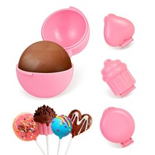 Cake Pop Mold Set - 4PCS Cakepop Molds Shapes: Heart, Circle, small, Pink
