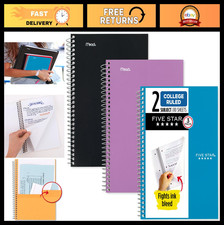 3 Pack Spiral Notebooks - 2 Subject, College Ruled, 80 Sheets, Assorted Colors