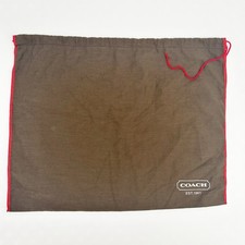 Coach Dust Bag Brown Red Trim Drawstring Pouch Purse Storage 18.5" x 15"