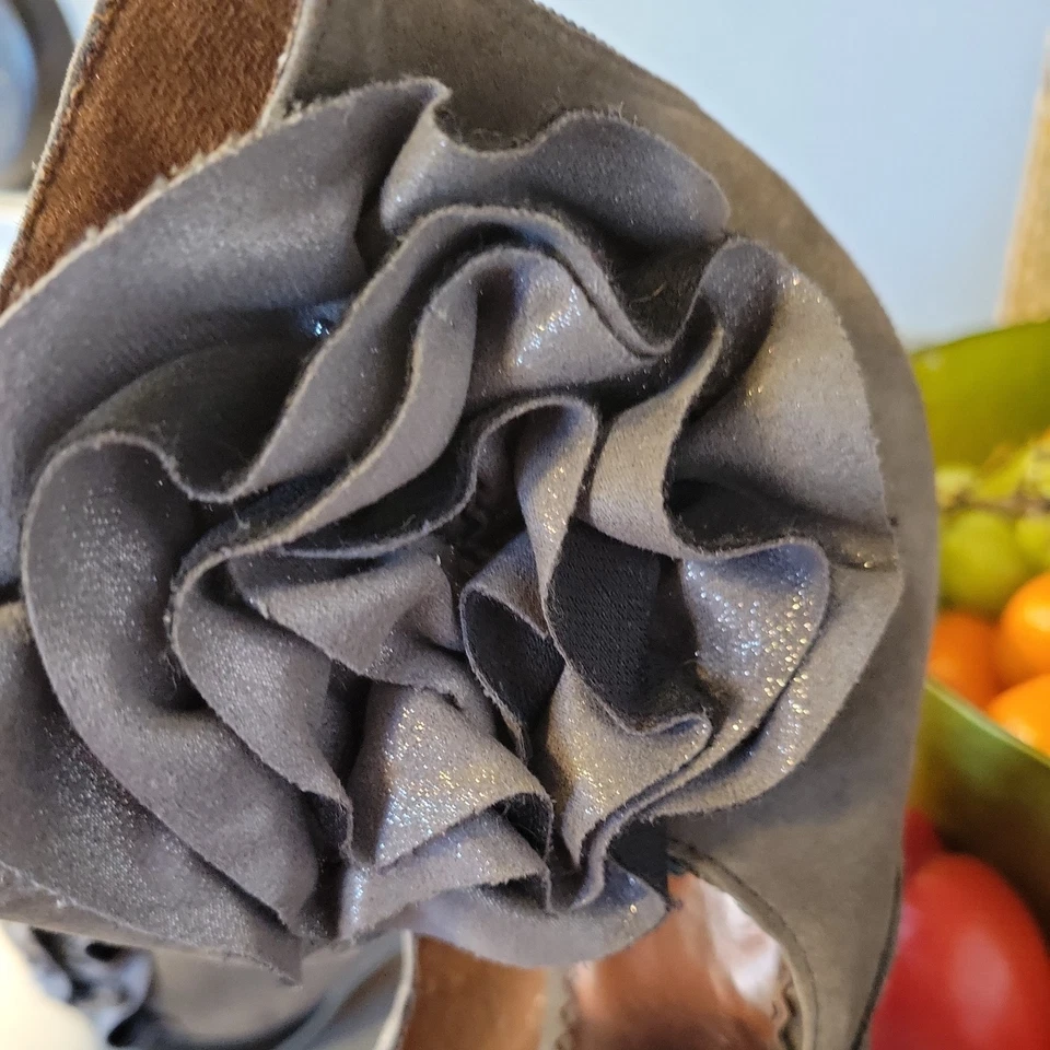 LICENCIA POÉTICA Licencia Londres Tacones Zapatos de tacón Stiletto EE. UU. 8 Gris Gamuza Floral Alto Foto 4 de 4