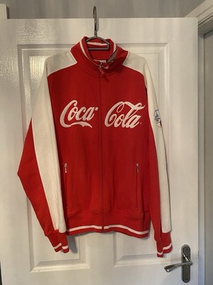 Rote Coca Cola Vintage Fleecejacke Größe Large neu neu mit Etikett Torino 2006 Asics Herren