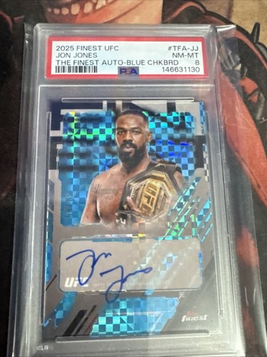 2025 Topps Finest UFC  Jon Jones #TFA-JJ Blue Checkerboard Refractor /75 Auto