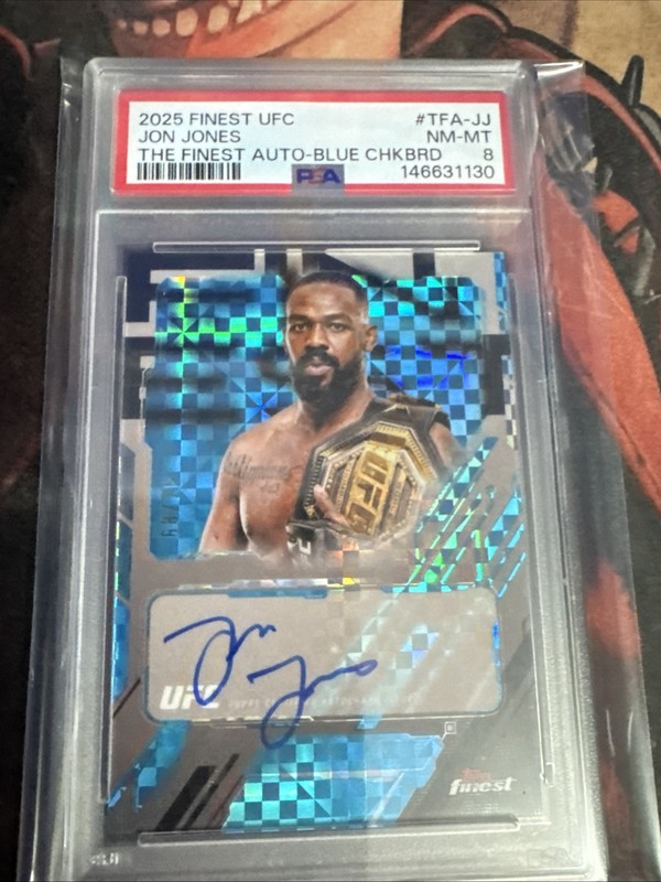 2025 Topps Finest UFC  Jon Jones #TFA-JJ Blue Checkerboard Refractor /75 Auto