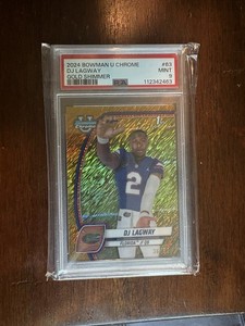 DJ LAGWAY PSA 9 2024 BOWMAN CHROME U #63 GOLD SHIMMER REFRACTOR 1ST RC /50