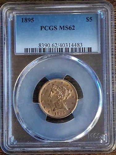 !!!! GOLD Coin 1895 $5 Liberty Head Half Eagle Gold Coin PCGS MS62 !!!!
