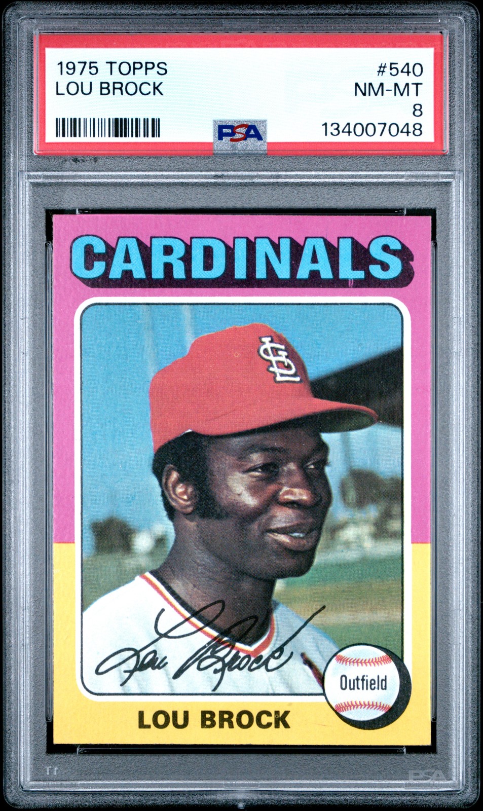 1975 TOPPS #540 LOU BROCK PSA 8