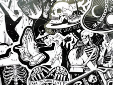 2500 Random Wholesale Gothic Stickers Lot Tattoo Pack Dark Skull Theme Decals