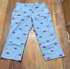 Vintage Lily Pulitzer Blue Pants with Red Embroidered Crab Pattern size 10