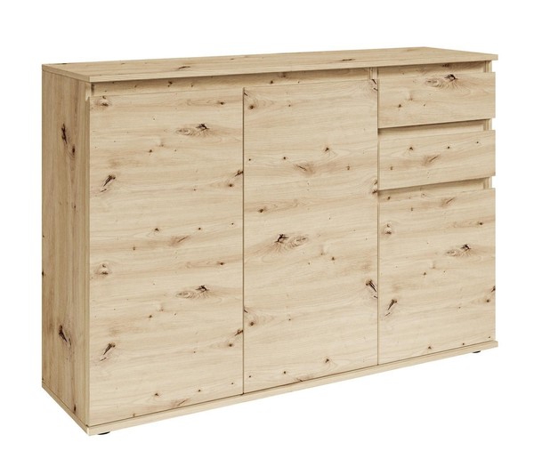 Kommode Wohnzimmerschrank 3 TüRen 2 Schubladen Artisan Eiche Dekor 119 X 84 Cm-image