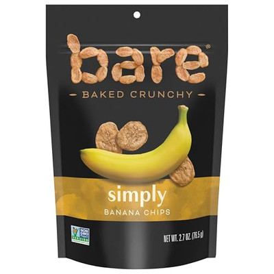 Bare Baked Crunchy Banana Chips Gluten Free Non GMO 2.7 Ounce Snack Bag