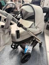 BEBECAR FLOWY PRAM AND PUSHCHAIR GREY LEATHERETTE BRAND NEW