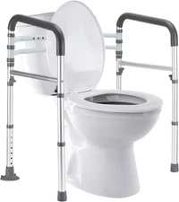 Toilet Safety Rails, Adjustable Toilet Frame for Elderly, Seniors, Handicap & Di