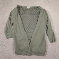 Talbots Cardigan Sweater T Shirt Set Womens Petite Medium Green Lace Eyelet