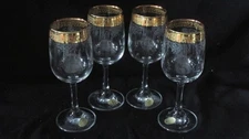 CELLINI WINE GLASSES (set of 4) 24 kt gold rim - 6 oz-  NWT