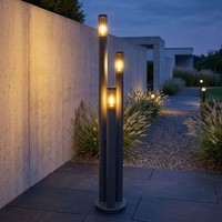 Standlampe Stehleuchte AußEnleuchte 3X E27 Rauch Anthrazit Edelstahl SäUlenlampe